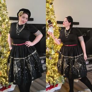 PINUPGIRL CLOTHING BELLA BLACK & GOLD SKIRT XL